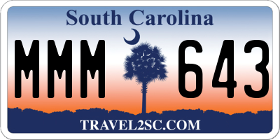 SC license plate MMM643