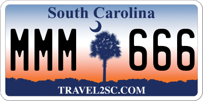 SC license plate MMM666