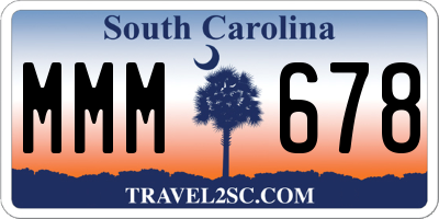SC license plate MMM678