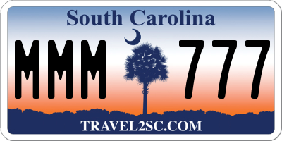 SC license plate MMM777