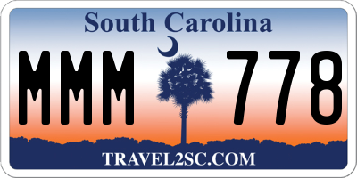 SC license plate MMM778