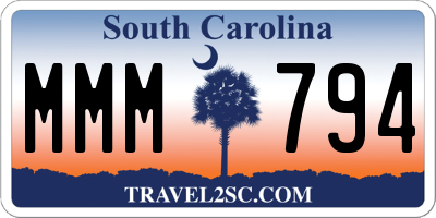 SC license plate MMM794