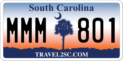 SC license plate MMM801