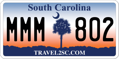 SC license plate MMM802