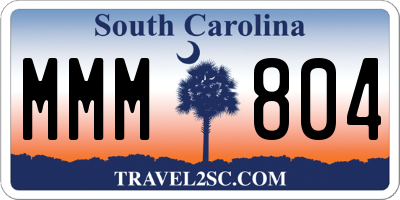 SC license plate MMM804