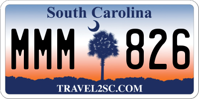 SC license plate MMM826