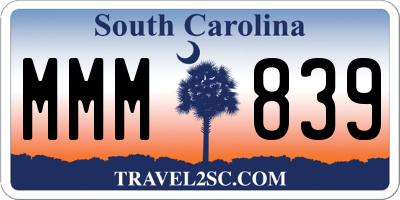 SC license plate MMM839