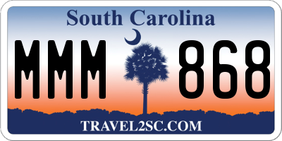 SC license plate MMM868