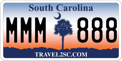 SC license plate MMM888