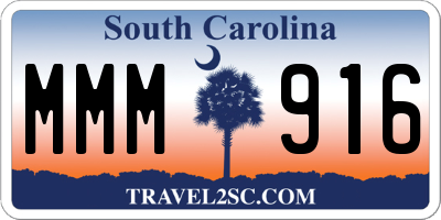 SC license plate MMM916
