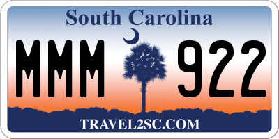 SC license plate MMM922