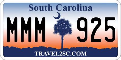 SC license plate MMM925