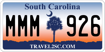 SC license plate MMM926