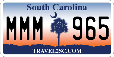 SC license plate MMM965