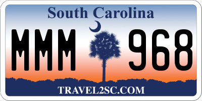 SC license plate MMM968