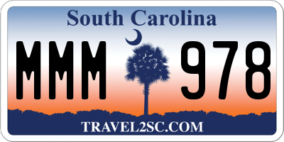 SC license plate MMM978
