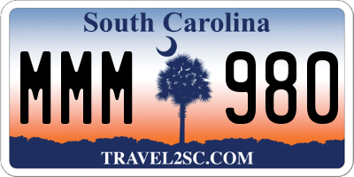SC license plate MMM980