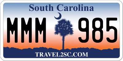 SC license plate MMM985