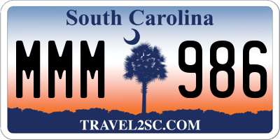 SC license plate MMM986