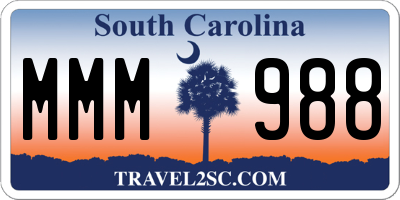 SC license plate MMM988