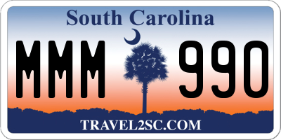 SC license plate MMM990