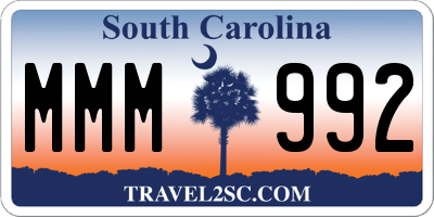 SC license plate MMM992
