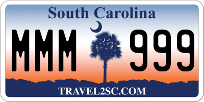 SC license plate MMM999