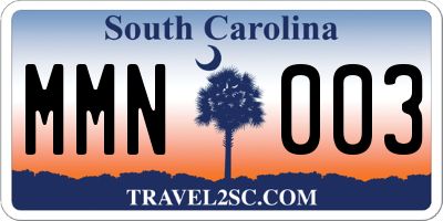 SC license plate MMN003