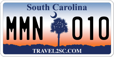 SC license plate MMN010