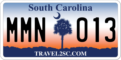 SC license plate MMN013