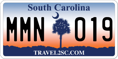 SC license plate MMN019