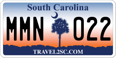 SC license plate MMN022