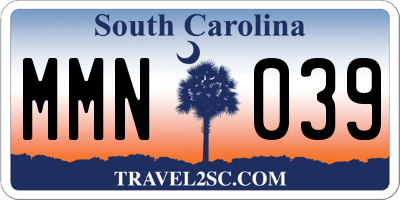 SC license plate MMN039