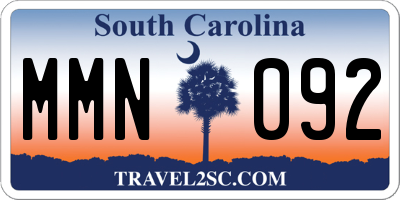 SC license plate MMN092
