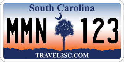SC license plate MMN123