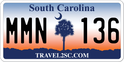 SC license plate MMN136