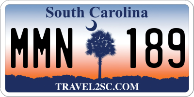SC license plate MMN189