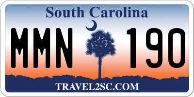 SC license plate MMN190