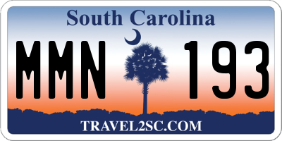 SC license plate MMN193
