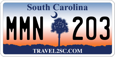 SC license plate MMN203