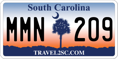 SC license plate MMN209