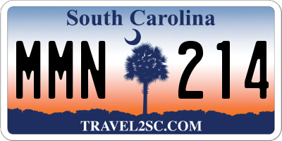 SC license plate MMN214
