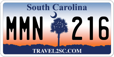 SC license plate MMN216
