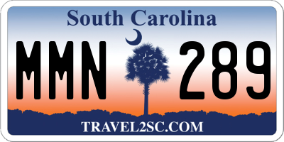 SC license plate MMN289