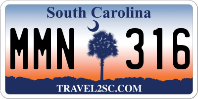 SC license plate MMN316