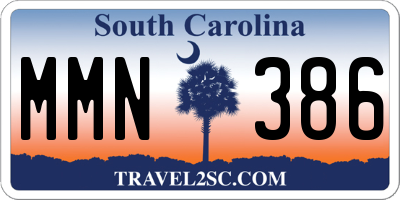 SC license plate MMN386