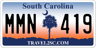 SC license plate MMN419
