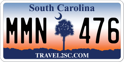 SC license plate MMN476