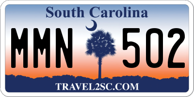 SC license plate MMN502