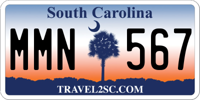 SC license plate MMN567